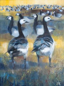 Barnacle Geese. Oil on canvas, 30 x 40 cm.