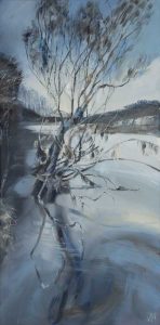 Willow Tree, River Lune. Oil on canvas, 30 x 60 cm