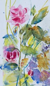 June Garden. Watercolour. 16 x 30 cm