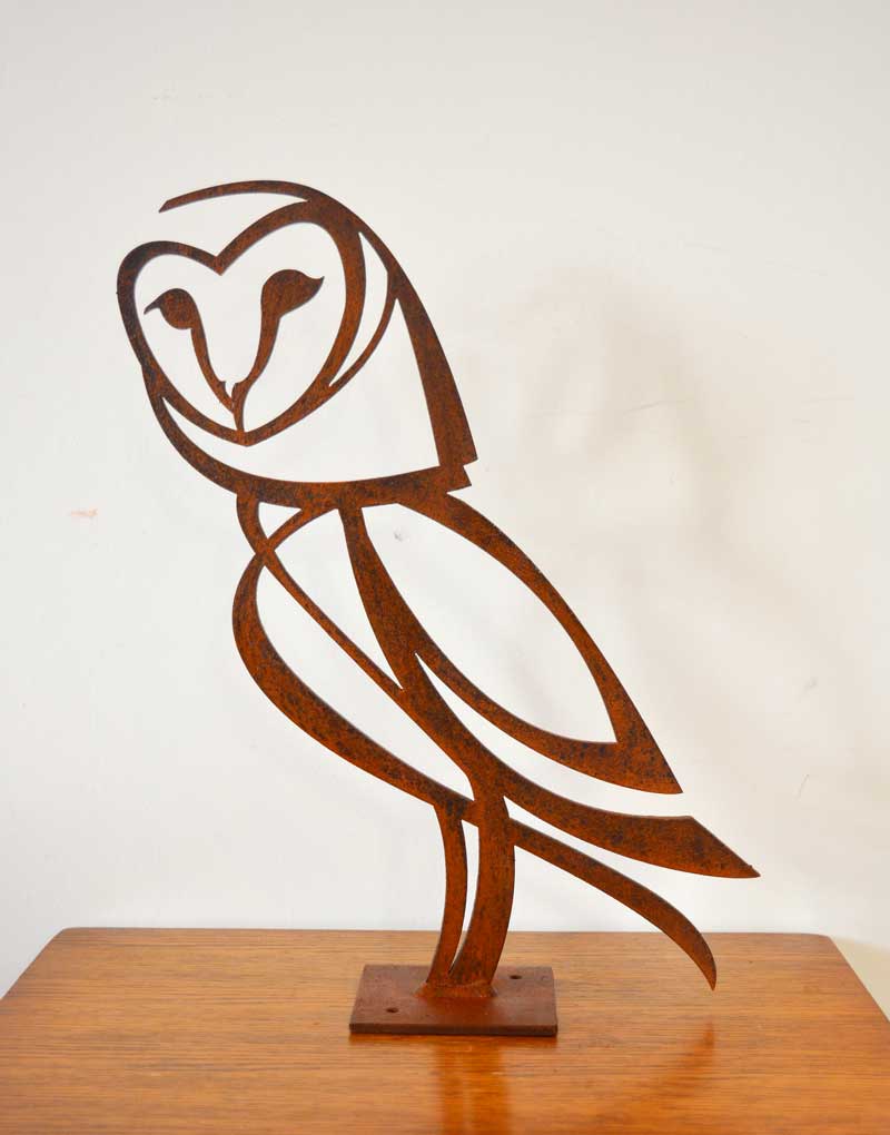 Barn owl steel sculpture