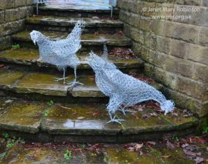 'Chickenwire Chickens' Up-cycled wire sculptures