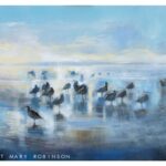 Oil painting showing curlews on Morecambe Bay