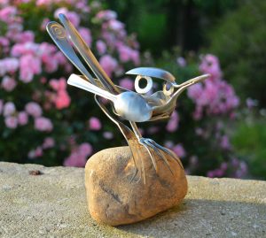 Cutlery bird sculpture