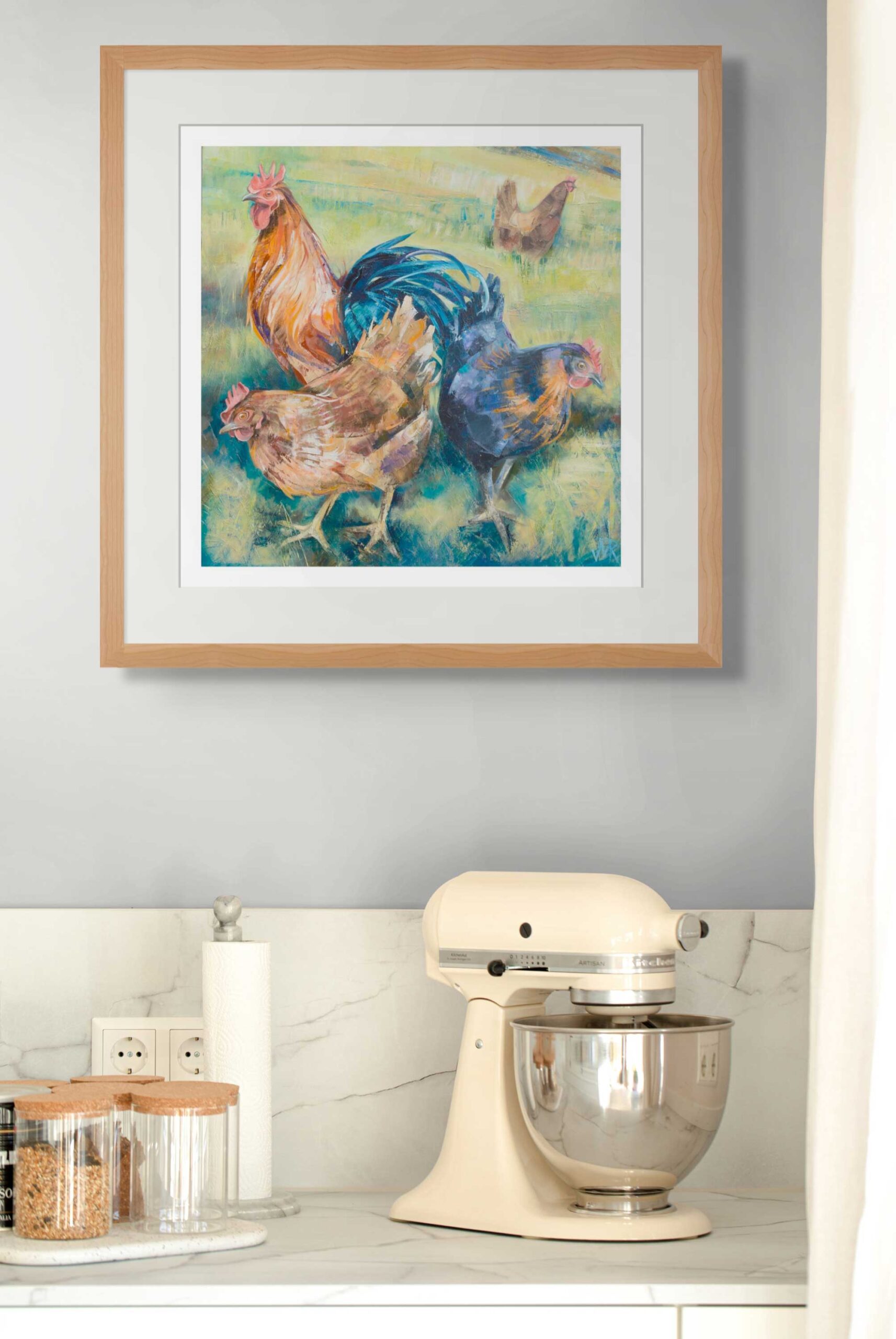'Spring Chickens' Limited Edition Fine Art Print, 40 x 40 cm, Fundraising for Rescue Hens - Image 3