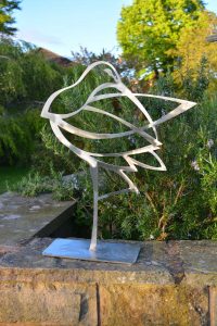 Stainless steel curlew sculpture