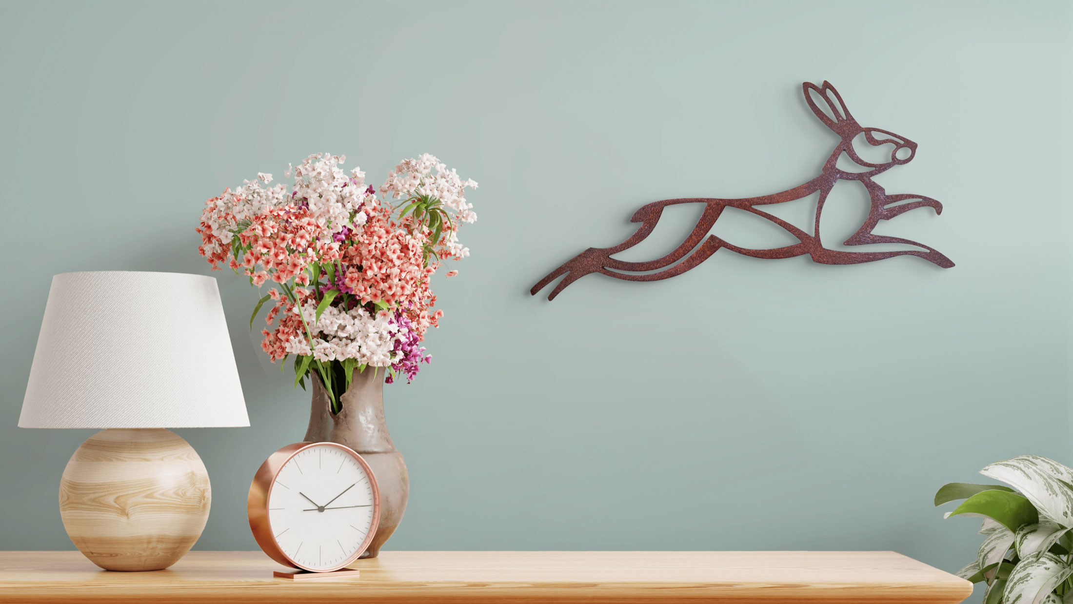 Running Hare Rusted Steel Wall Art
