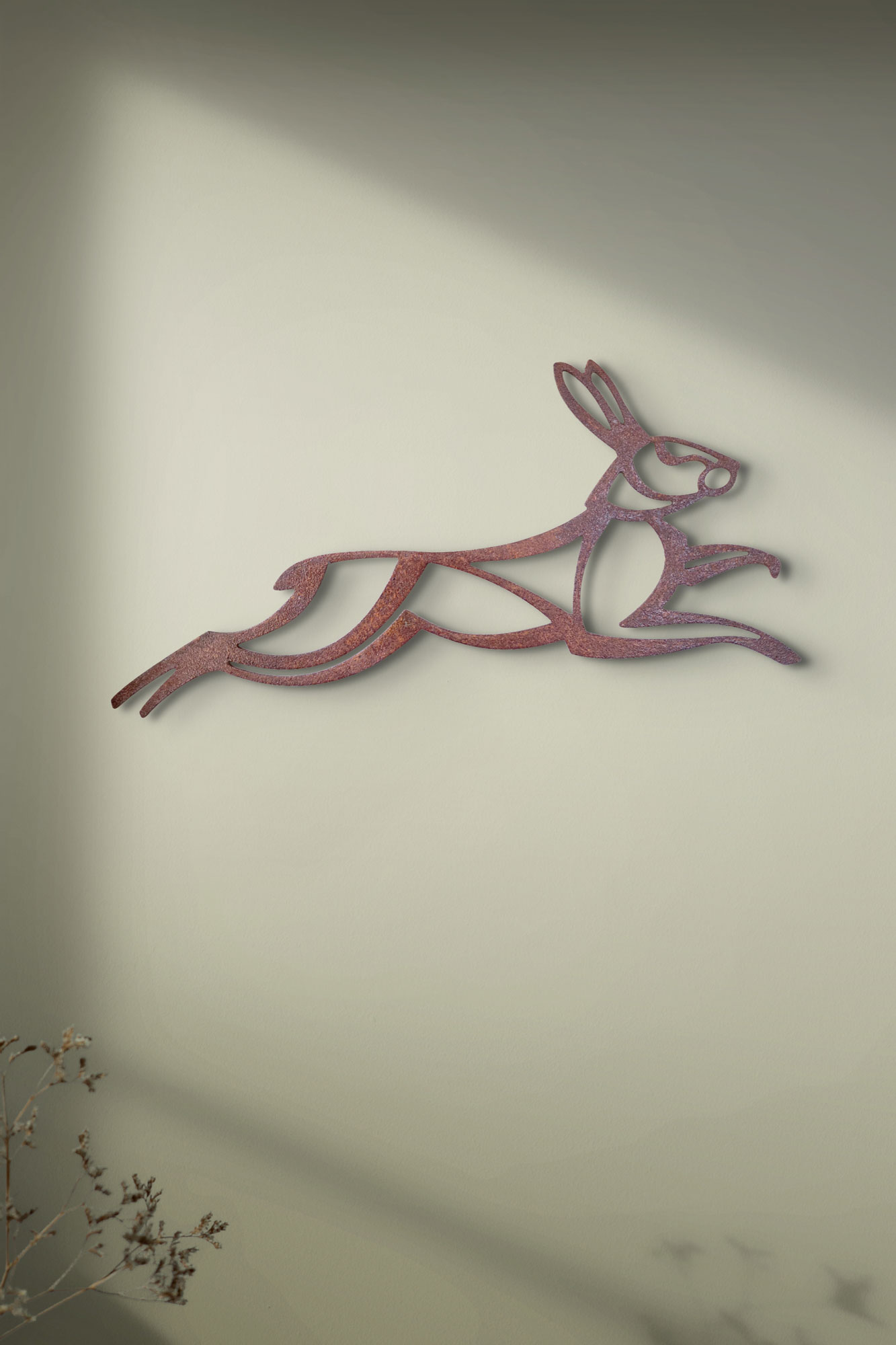 Running Hare Rusted Steel Wall Art - Image 2