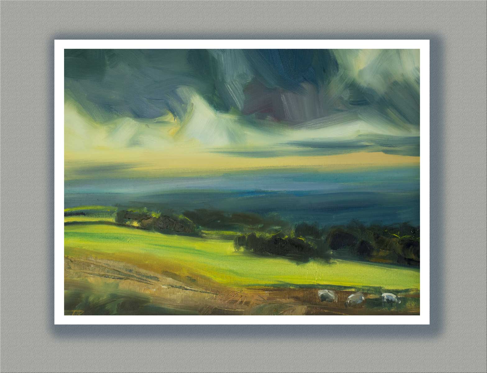 Rainclouds over Nicky Nook, Forest of Bowland. Limited Edition Fine Art Print, 40 x 30 cm.