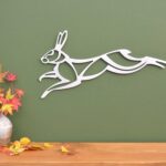 Running hare wall art made from stainless steel