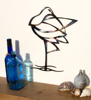 Heat tempered steel curlew wall art
