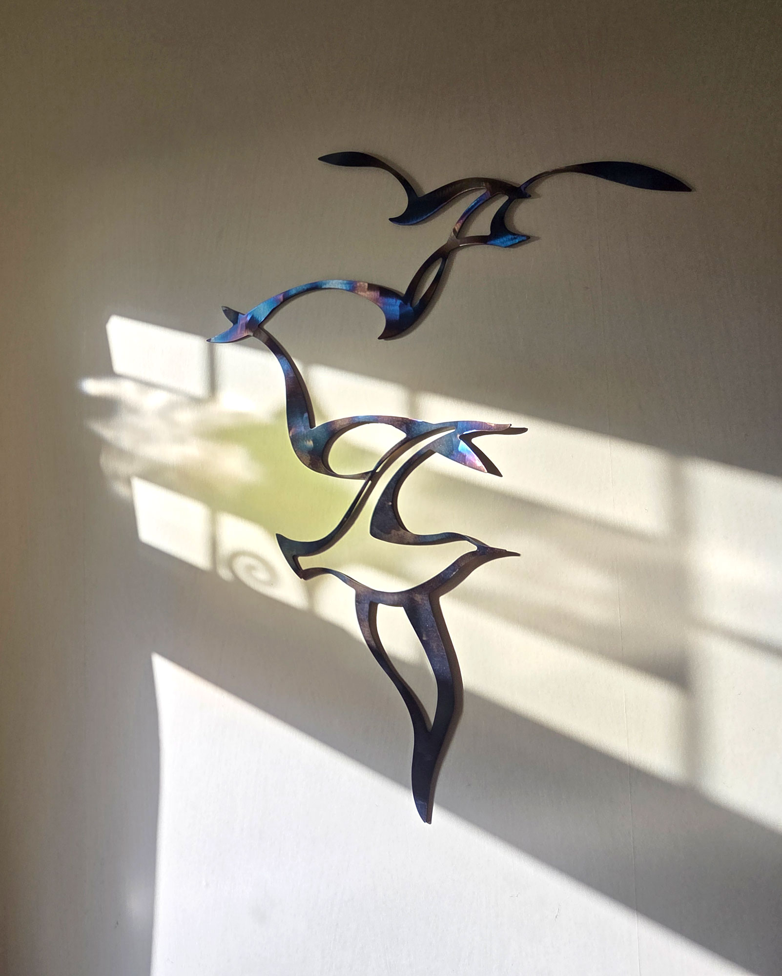 'Seagulls' Heat Coloured Steel Wall Art - Image 7