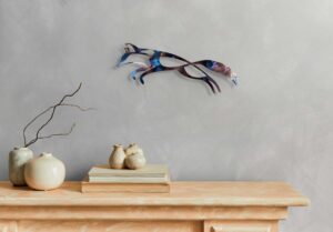 'Leaping Fox' Heat Coloured Steel Wall Art