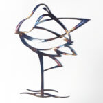 Heat coloured steel curlew wall mounted art