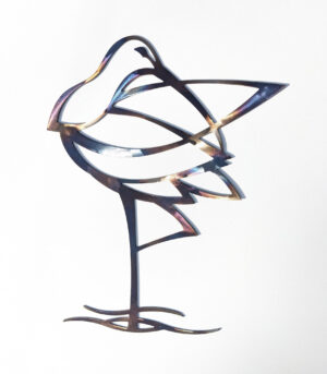 Heat coloured steel curlew wall mounted art