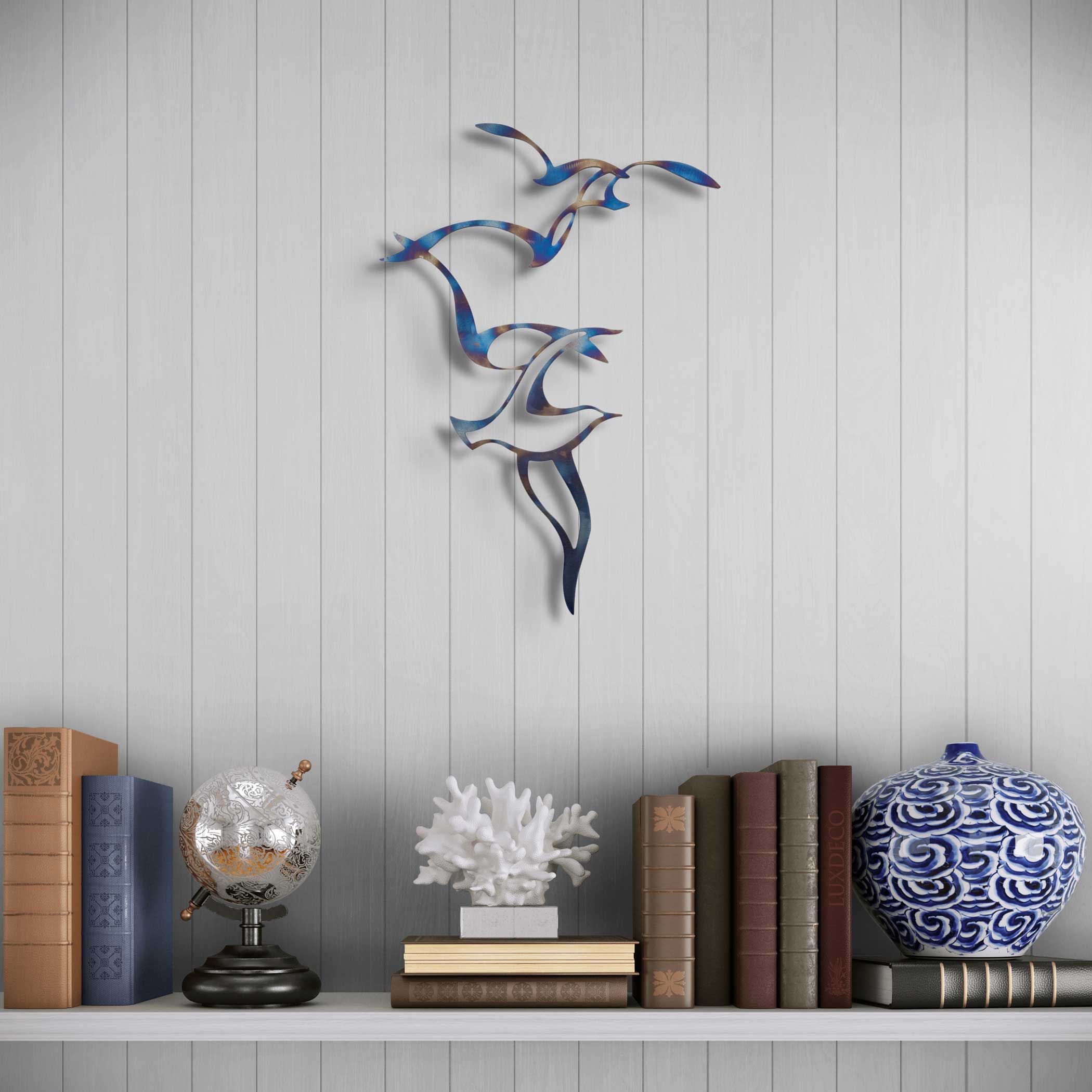 'Seagulls' Heat Coloured Steel Wall Art - Image 5
