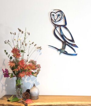'Barn Owl' Heat Coloured Steel Wall Art - Image 3
