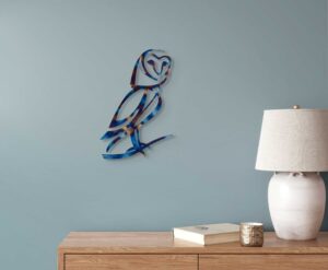 'Barn Owl' Heat Coloured Steel Wall Art