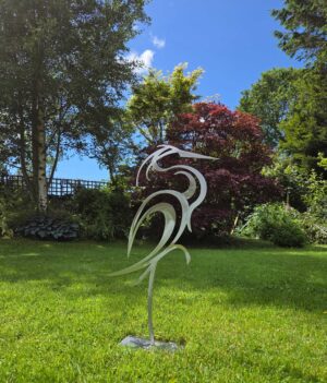 Stainless steel heron garden sculpture