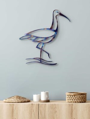 'Poised Curlew' Heat Coloured Steel Wall Art