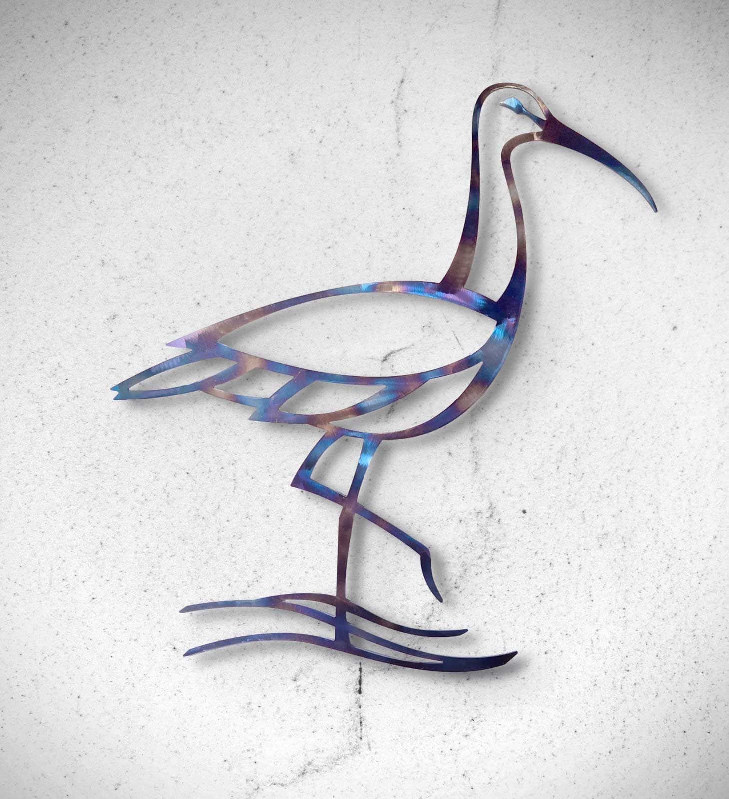 'Poised Curlew' Heat Coloured Steel Wall Art - Image 2