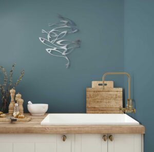 'Shoal' Stainless Steel Abstract Fish Wall Art