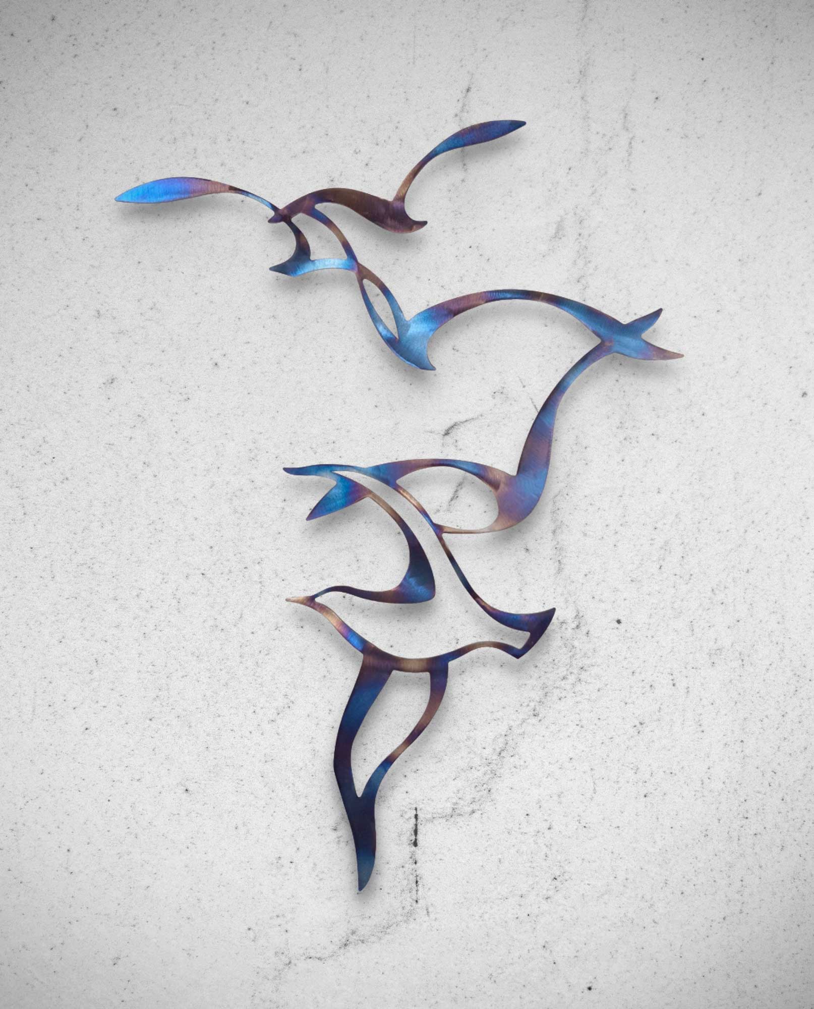 'Seagulls' Heat Coloured Steel Wall Art - Image 2
