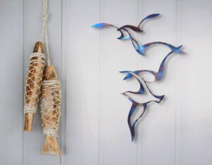 'Seagulls' Heat Coloured Steel Wall Art
