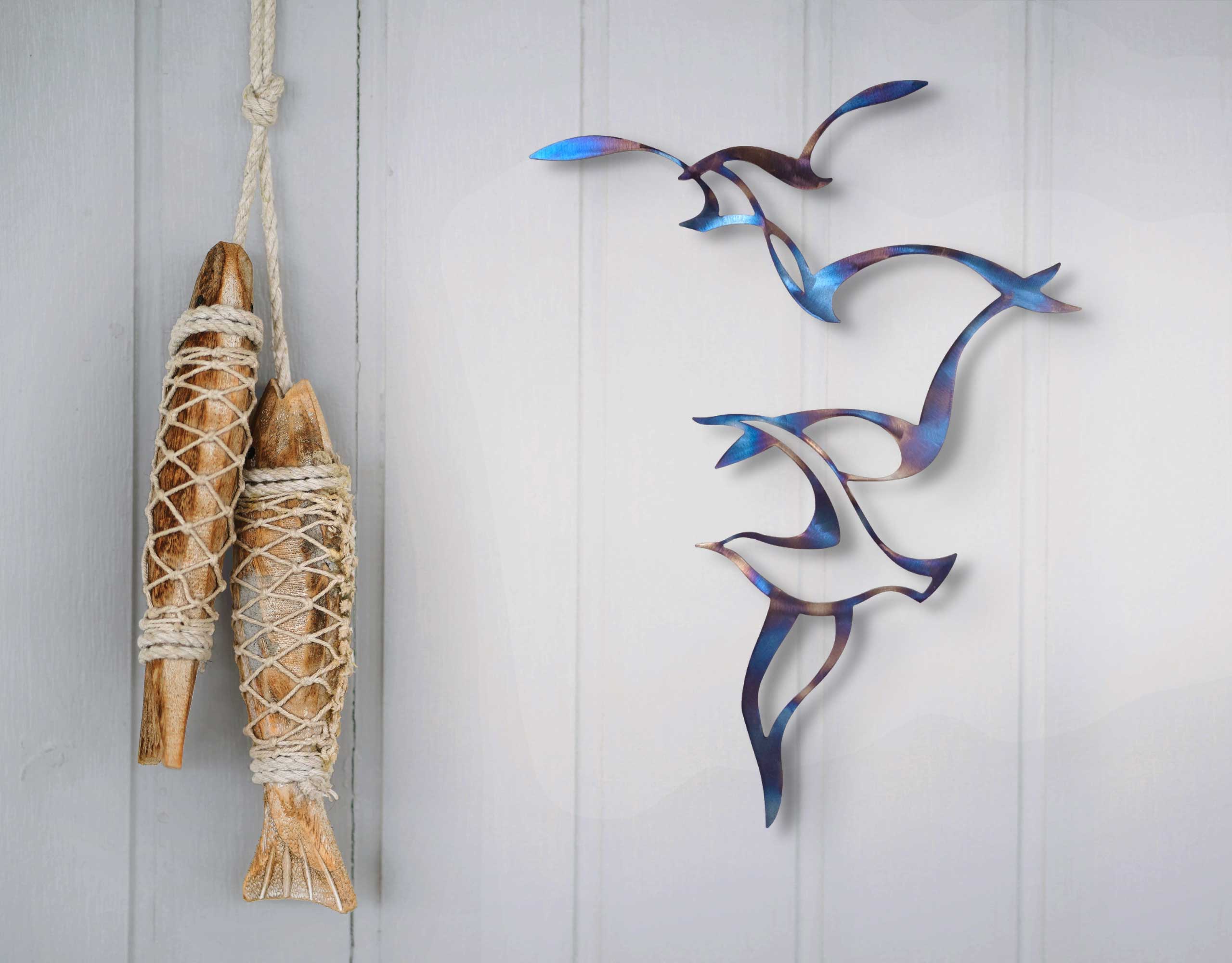 'Seagulls' Heat Coloured Steel Wall Art