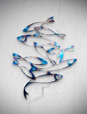 'Shoal' - Tempered Steel Abstract Fish Metal Wall Art