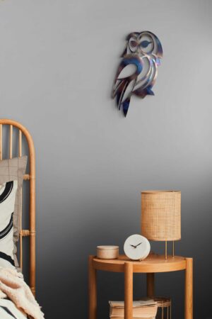 Tawny Owl Wall Sculpture in Heat-Tempered Steel