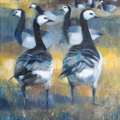 Barnacle Geese, Solway Firth. Oil on canvas, 30 x 40 cm.